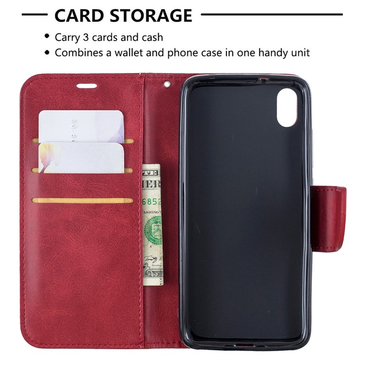 PU Leather Phone Wallet Stand Cover Case for Xiaomi Redmi 7A - Red-6