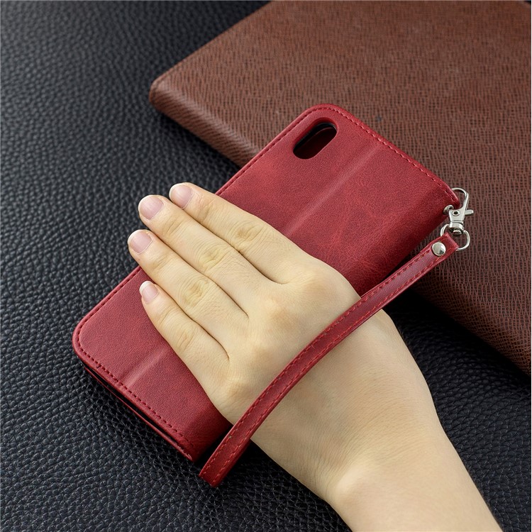 PU Leather Phone Wallet Stand Cover Case for Xiaomi Redmi 7A - Red-9