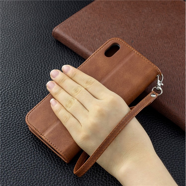 PU Leather Phone Wallet Stand Cover Case for Xiaomi Redmi 7A - Dark Brown-9