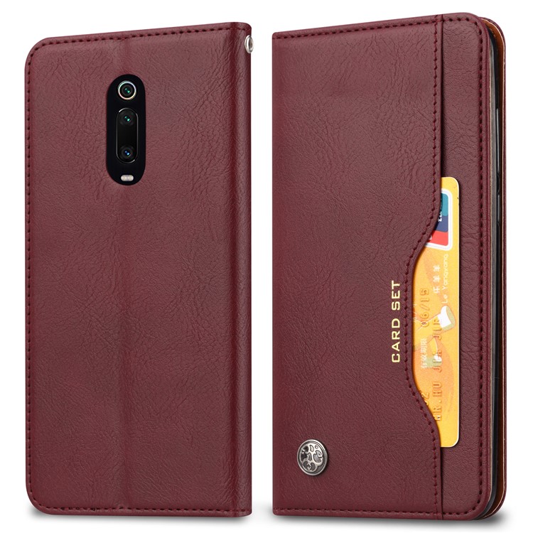 Auto-absorbed PU Leather Stand Wallet Phone Cover for Xiaomi Redmi K20/Mi 9/K20 Pro/Mi 9 Pro - Dark Brown-1