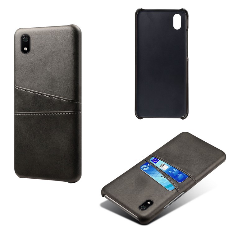 Double Card Slots PU Leather Coated PC Case for Xiaomi Redmi 7A - Black-5