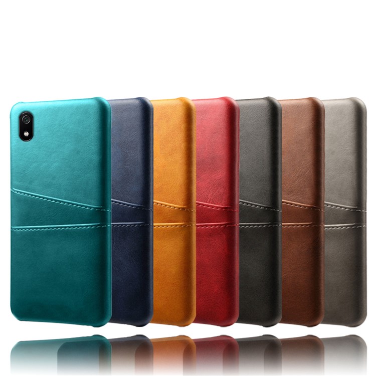 Double Card Slots PU Leather Coated PC Case for Xiaomi Redmi 7A - Black-6