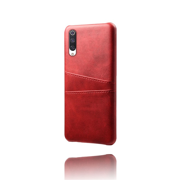 KSQ Double Card Slots PU Lederbeschichtete PC -hülle Xiaomi Mi CC9 / Mi CC9 Meitu Edition/ Mi 9 Lite - Rot