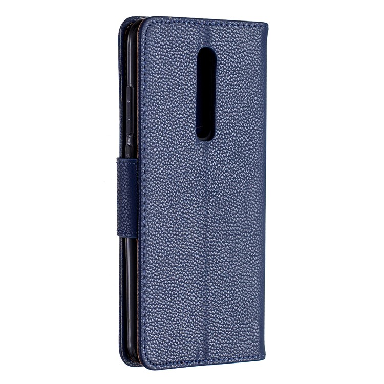 Litchi Texture Leather Wallet Stand Phone Cover with Strap for Xiaomi Redmi K20 / Mi 9T / K20 Pro / Mi 9T Pro - Dark Blue-3