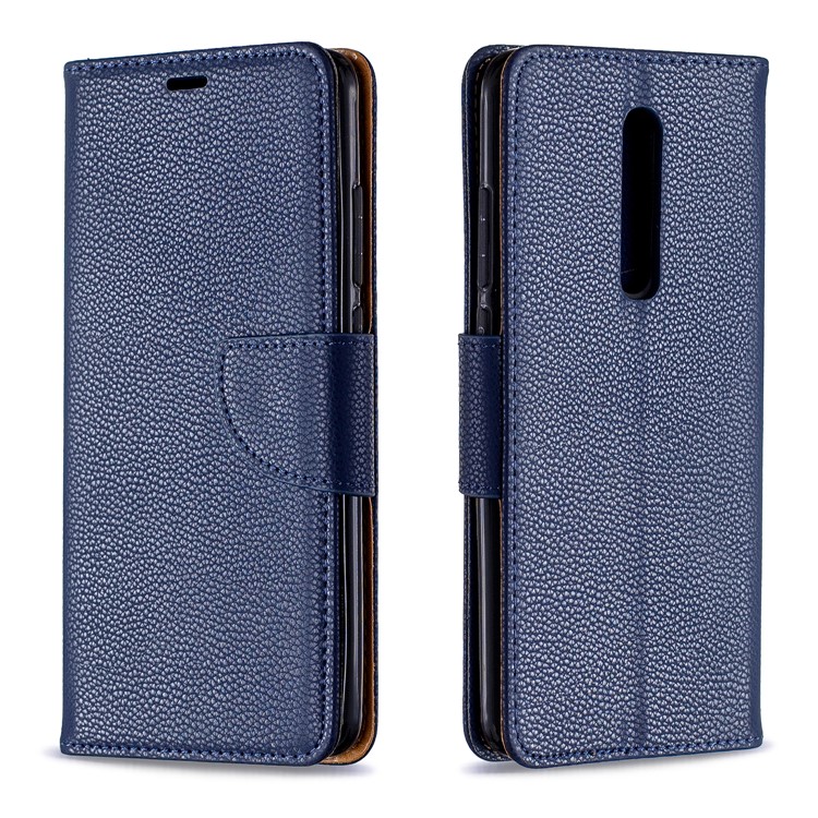Litchi Texture Leather Wallet Stand Phone Cover with Strap for Xiaomi Redmi K20 / Mi 9T / K20 Pro / Mi 9T Pro - Dark Blue-4