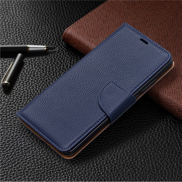Litchi Texture Leather Wallet Stand Phone Cover with Strap for Xiaomi Redmi K20 / Mi 9T / K20 Pro / Mi 9T Pro - Dark Blue-7