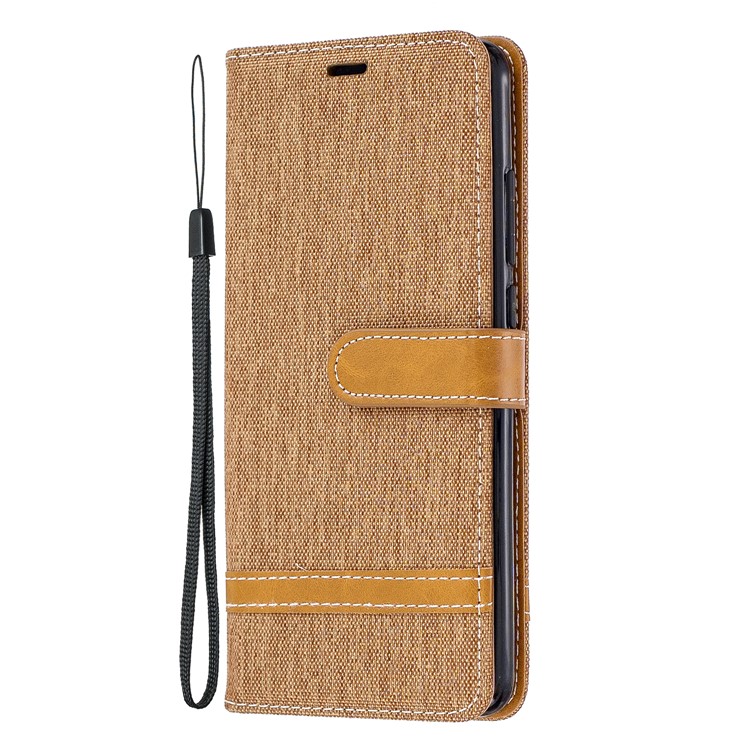 Color Splicing Jeans Cloth Skin Wallet Stand Leather Case for Xiaomi Redmi K20/Mi 9T/K20 Pro/Mi 9T Pro - Brown-2