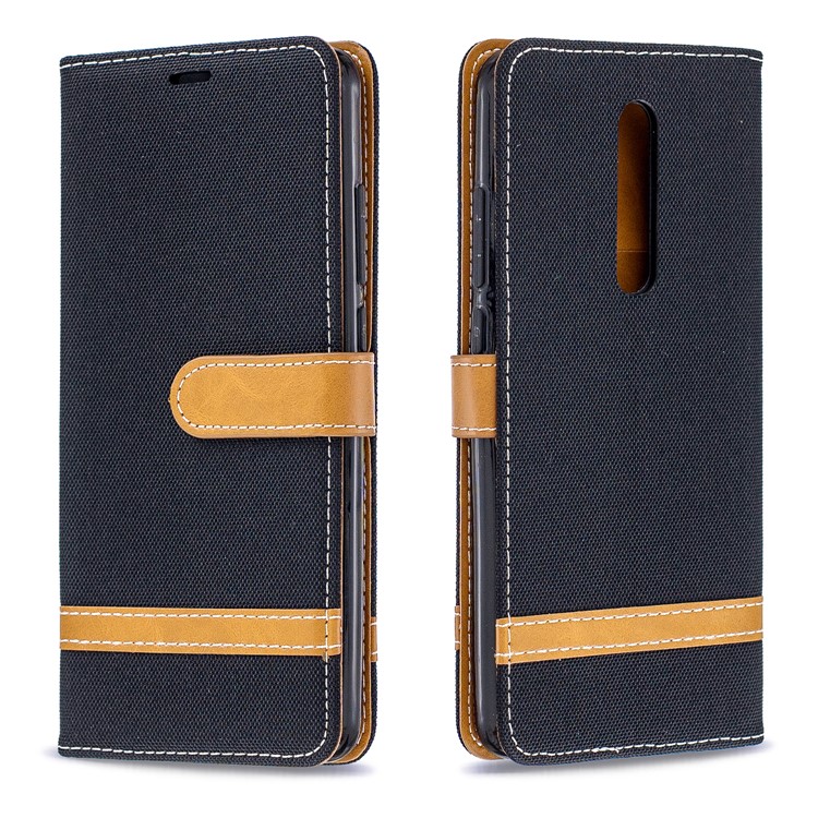 Color Splicing Jeans Cloth Skin Wallet Stand Leather Case for Xiaomi Redmi K20/Mi 9T/K20 Pro/Mi 9T Pro - Black-4