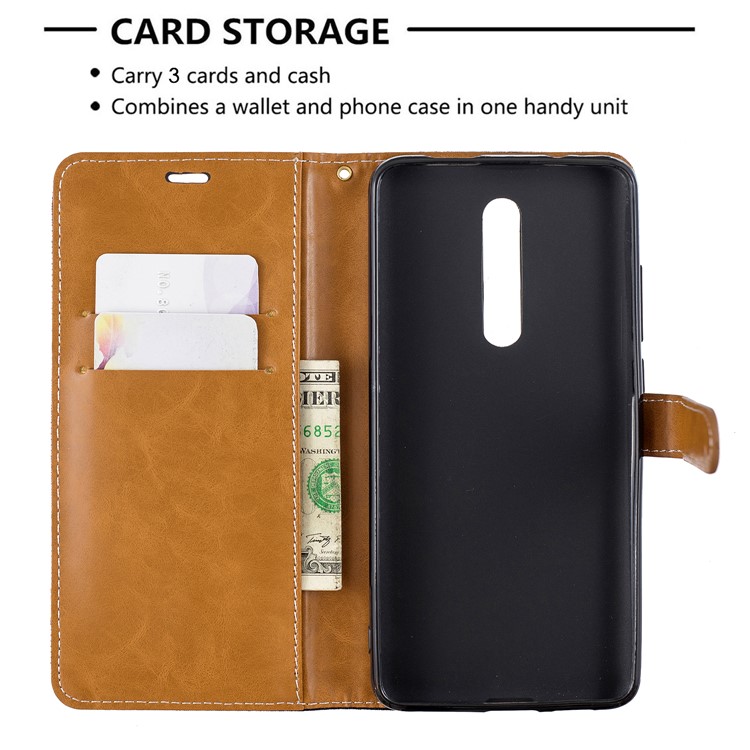 Color Splicing Jeans Cloth Skin Wallet Stand Leather Case for Xiaomi Redmi K20/Mi 9T/K20 Pro/Mi 9T Pro - Black-6