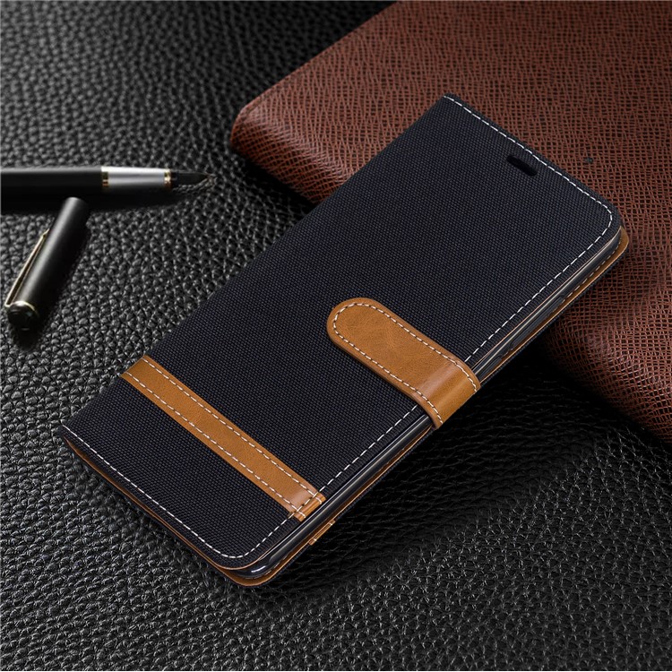 Color Splicing Jeans Cloth Skin Wallet Stand Leather Case for Xiaomi Redmi K20/Mi 9T/K20 Pro/Mi 9T Pro - Black-7