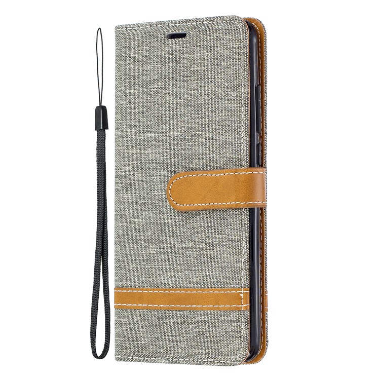 Color Splicing Jeans Cloth Skin Wallet Stand Leather Case for Xiaomi Redmi K20/Mi 9T/K20 Pro/Mi 9T Pro - Grey-2