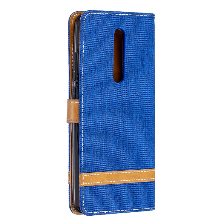 Color Splicing Jeans Cloth Skin Wallet Stand Leather Case for Xiaomi Redmi K20/Mi 9T/K20 Pro/Mi 9T Pro - Baby Blue-3