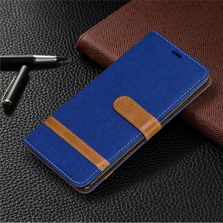 Color Splicing Jeans Cloth Skin Wallet Stand Leather Case for Xiaomi Redmi K20/Mi 9T/K20 Pro/Mi 9T Pro - Baby Blue-7