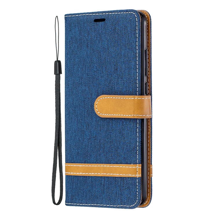 Color Splicing Jeans Cloth Skin Wallet Stand Leather Case for Xiaomi Redmi K20/Mi 9T/K20 Pro/Mi 9T Pro - Dark Blue-2