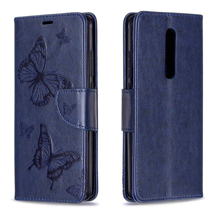 Imprint Butterfly Wallet Stand PU Leather Phone Case for Xiaomi Redmi K20 / K20 Pro / Mi 9T / Mi 9T Pro - Blue-4