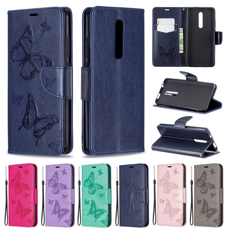 Imprint Butterfly Wallet Stand PU Leather Phone Case for Xiaomi Redmi K20 / K20 Pro / Mi 9T / Mi 9T Pro - Blue-9