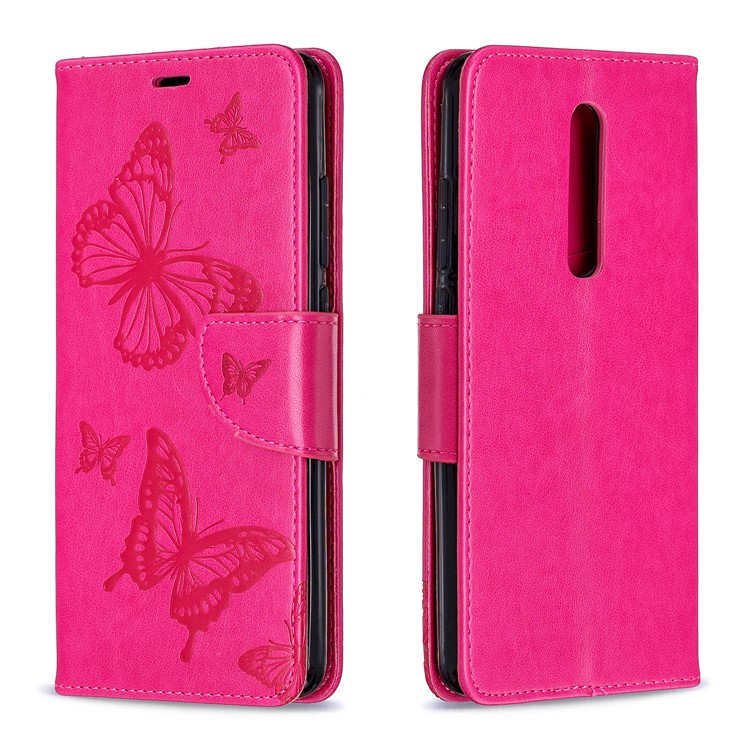 Imprint Butterfly Wallet Stand PU Leather Phone Case for Xiaomi Redmi K20 / K20 Pro / Mi 9T / Mi 9T Pro - Rose-4