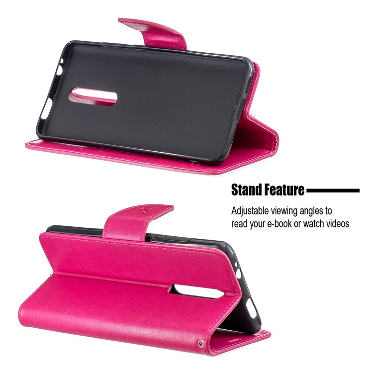 Imprint Butterfly Wallet Stand PU Leather Phone Case for Xiaomi Redmi K20 / K20 Pro / Mi 9T / Mi 9T Pro - Rose-5