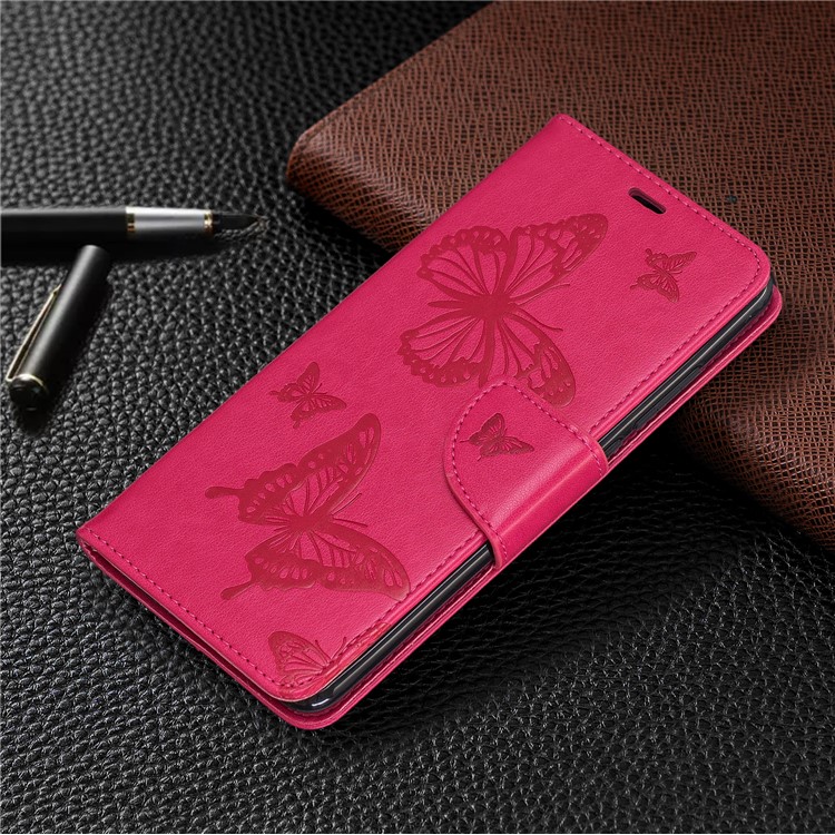 Imprint Butterfly Wallet Stand PU Leather Phone Case for Xiaomi Redmi K20 / K20 Pro / Mi 9T / Mi 9T Pro - Rose-7