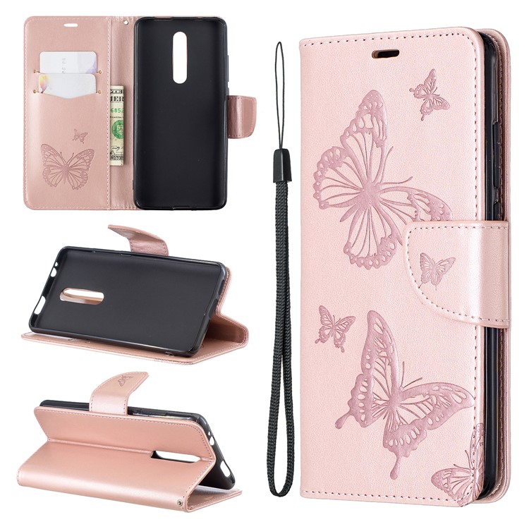 Impressão Carteira Suporte Da Carteira De Couro Pu Phone Case Para Xiaomi Redmi K20 / K20 Pro / Mi 9T / Mi 9T Pro - Rosa Ouro-1