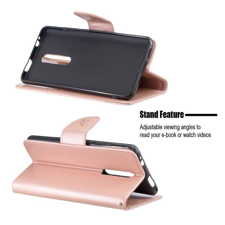 Impressão Carteira Suporte Da Carteira De Couro Pu Phone Case Para Xiaomi Redmi K20 / K20 Pro / Mi 9T / Mi 9T Pro - Rosa Ouro-5