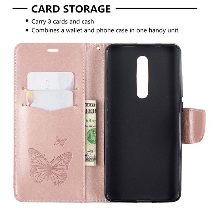 Impressão Carteira Suporte Da Carteira De Couro Pu Phone Case Para Xiaomi Redmi K20 / K20 Pro / Mi 9T / Mi 9T Pro - Rosa Ouro-6