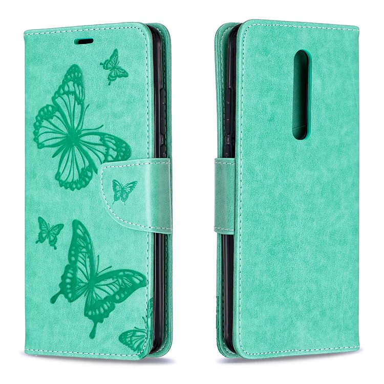 Imprint Butterfly Wallet Stand PU Leather Phone Case for Xiaomi Redmi K20 / K20 Pro / Mi 9T / Mi 9T Pro - Green-4
