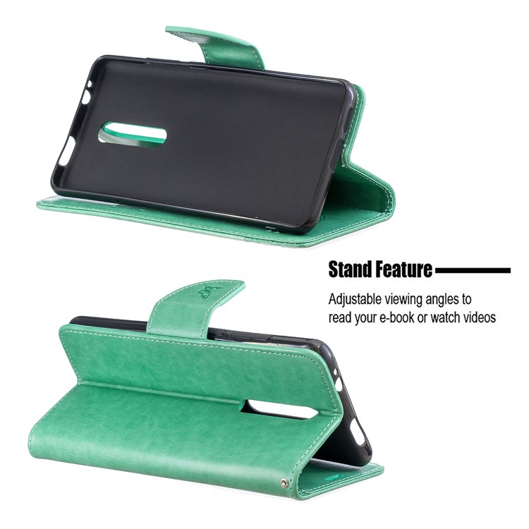 Imprint Butterfly Wallet Stand PU Leather Phone Case for Xiaomi Redmi K20 / K20 Pro / Mi 9T / Mi 9T Pro - Green-5
