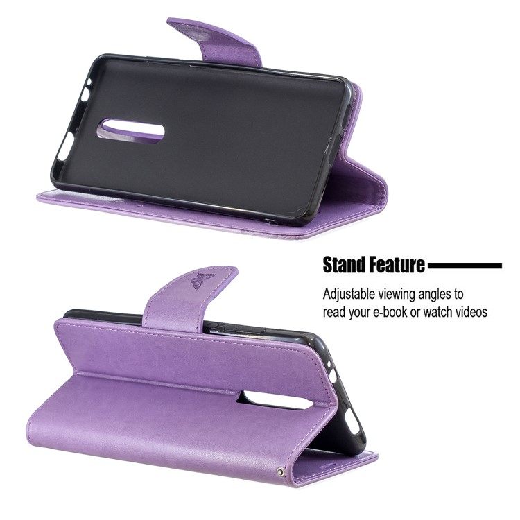 Imprint Butterfly Wallet Stand PU Leather Phone Case for Xiaomi Redmi K20 / K20 Pro / Mi 9T / Mi 9T Pro - Purple-5
