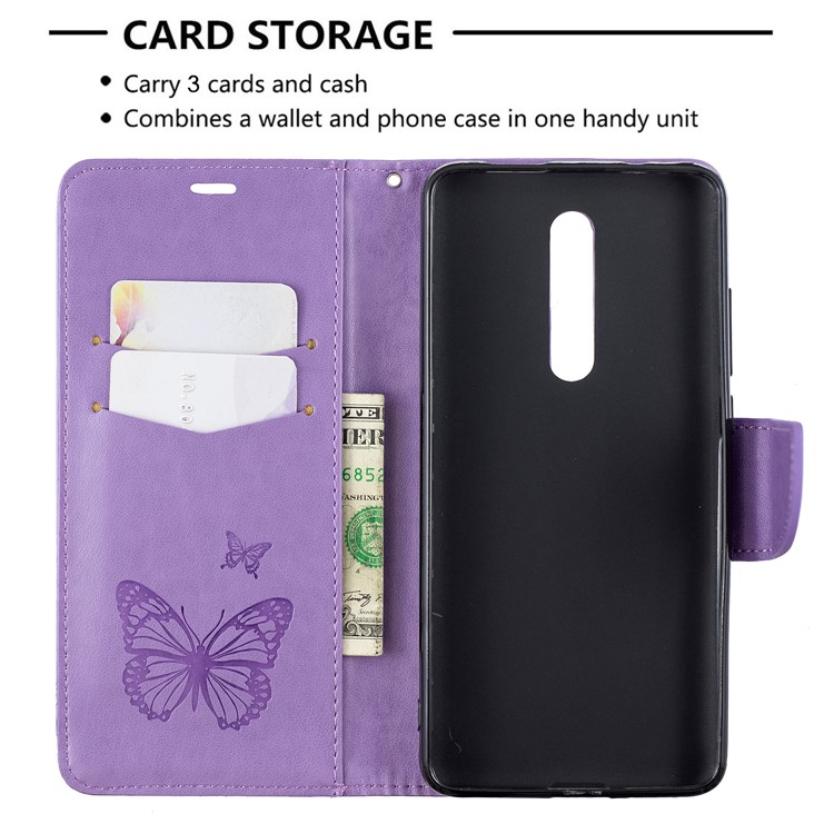 Imprint Butterfly Wallet Stand PU Leather Phone Case for Xiaomi Redmi K20 / K20 Pro / Mi 9T / Mi 9T Pro - Purple-6