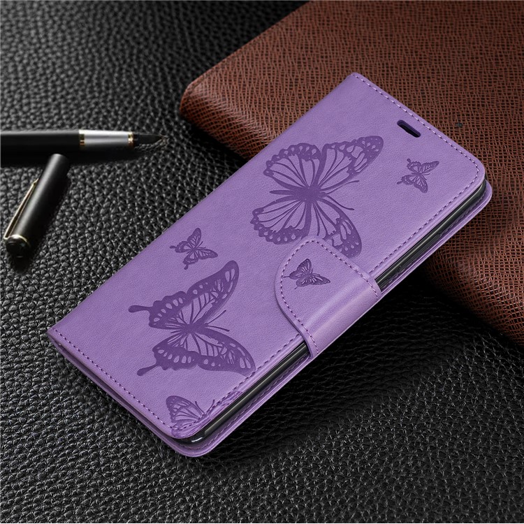Imprint Butterfly Wallet Stand PU Leather Phone Case for Xiaomi Redmi K20 / K20 Pro / Mi 9T / Mi 9T Pro - Purple-7
