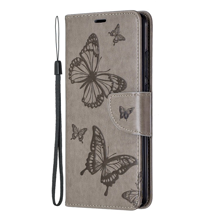 Imprint Butterfly Wallet Stand PU Leather Phone Case for Xiaomi Redmi K20 / K20 Pro / Mi 9T / Mi 9T Pro - Grey-2