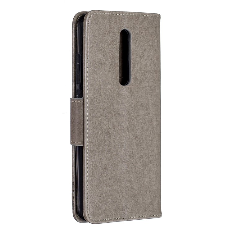 Imprint Butterfly Wallet Stand PU Leather Phone Case for Xiaomi Redmi K20 / K20 Pro / Mi 9T / Mi 9T Pro - Grey-3