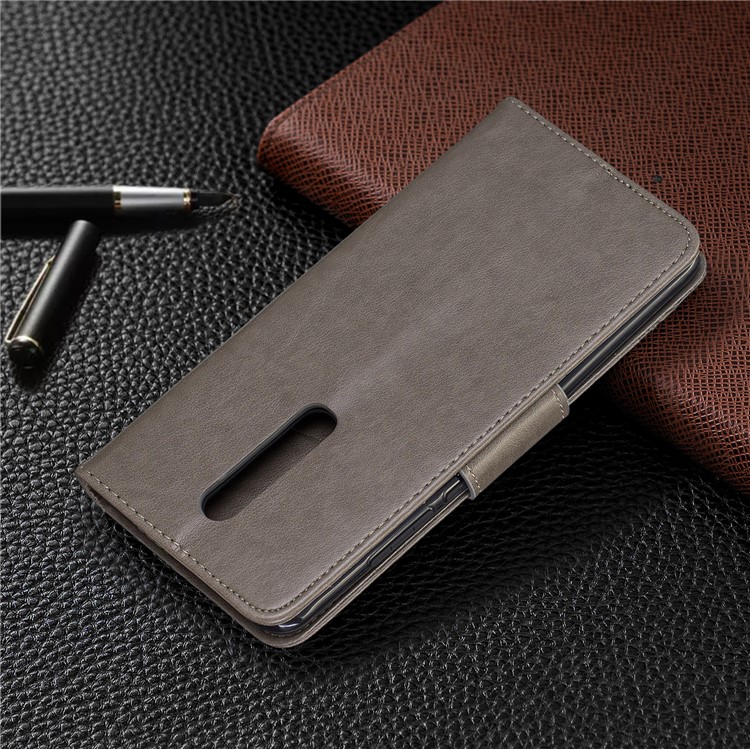 Imprint Butterfly Wallet Stand PU Leather Phone Case for Xiaomi Redmi K20 / K20 Pro / Mi 9T / Mi 9T Pro - Grey-8