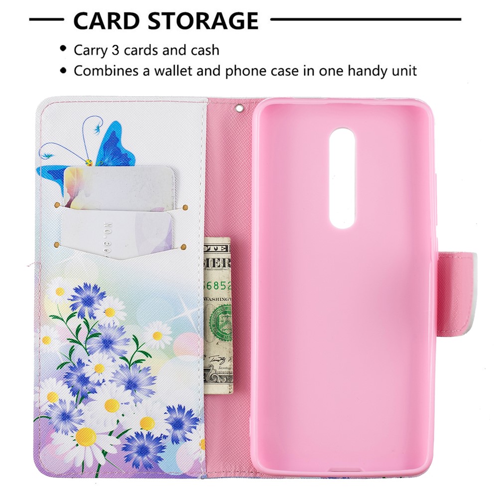 Pattern Printing Leather Wallet Case for Xiaomi Redmi K20 / Mi 9T / Redmi K20 Pro / Mi 9T Pro - Blue Butterfly and Flowers-6