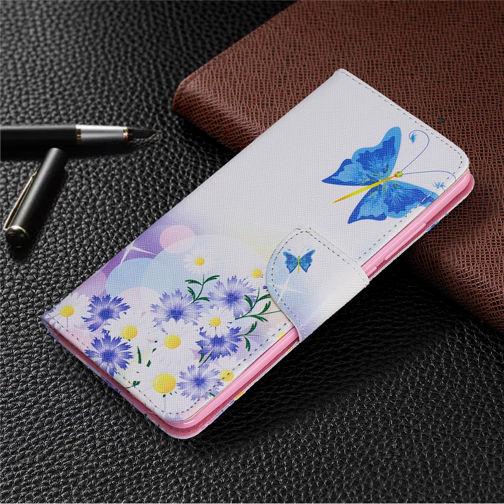 Modèle Impression de Portefeuille en Cuir Pour Xiaomi Redmi K20 / mi 9T / Redmi K20 Pro / Mi 9t Pro - Papillon Bleu et Fleurs