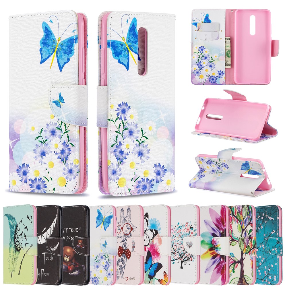 Pattern Printing Leather Wallet Case for Xiaomi Redmi K20 / Mi 9T / Redmi K20 Pro / Mi 9T Pro - Blue Butterfly and Flowers-9