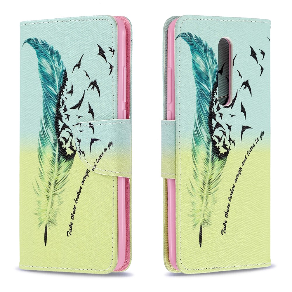 Pattern Printing Leather Wallet Case for Xiaomi Redmi K20 / Mi 9T / Redmi K20 Pro / Mi 9T Pro - Feather Pattern-4