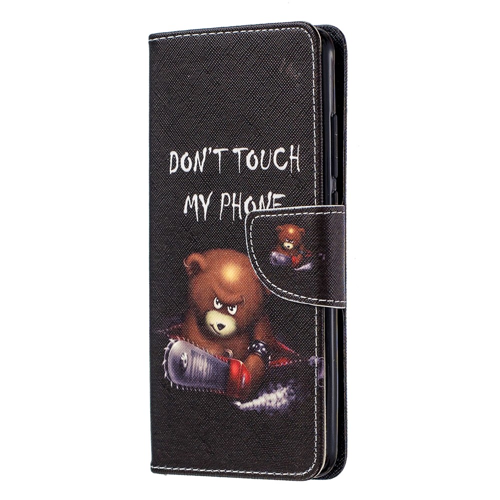 Pattern Printing Leather Wallet Case for Xiaomi Redmi K20 / Mi 9T / Redmi K20 Pro / Mi 9T Pro - Brown Bear and Warning Words-2