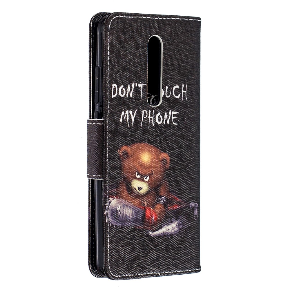 Pattern Printing Leather Wallet Case for Xiaomi Redmi K20 / Mi 9T / Redmi K20 Pro / Mi 9T Pro - Brown Bear and Warning Words-3