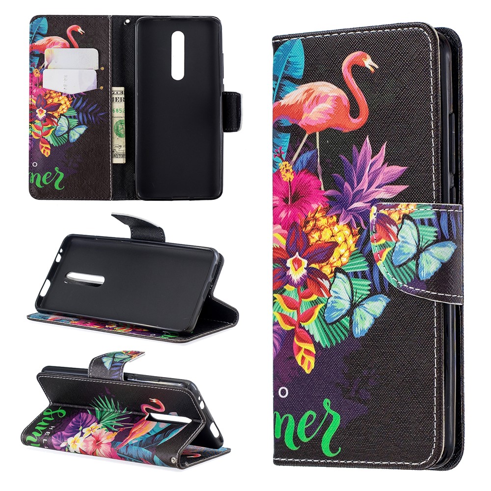 Pattern Printing Wallet Stand Flip Leather Protective Case for Xiaomi Redmi K20/Mi 9T/K20 Pro/Mi 9T Pro - Flamingos and Flowers-1