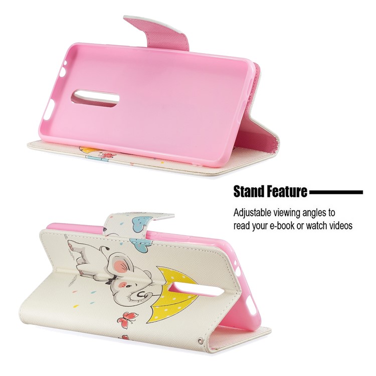 Pattern Printing Wallet Stand Flip Leather Protective Case for Xiaomi Redmi K20/Mi 9T/K20 Pro/Mi 9T Pro - Elephant and Umbrella-5