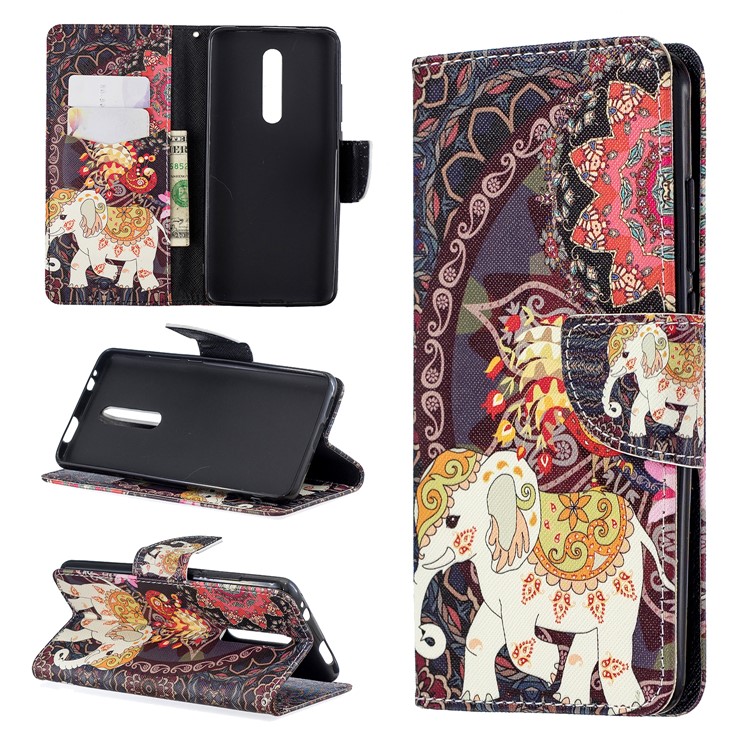 Pattern Printing Wallet Stand Flip Leather Protective Case for Xiaomi Redmi K20/Mi 9T/K20 Pro/Mi 9T Pro - Elephant and Malanda Flower-1