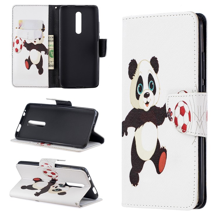 Pattern Printing Wallet Stand Flip Leather Protective Case for Xiaomi Redmi K20/Mi 9T/K20 Pro/Mi 9T Pro - Panda Playing Football-1