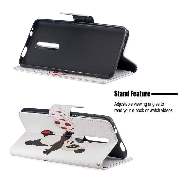Pattern Printing Wallet Stand Flip Leather Protective Case for Xiaomi Redmi K20/Mi 9T/K20 Pro/Mi 9T Pro - Panda Playing Football-5