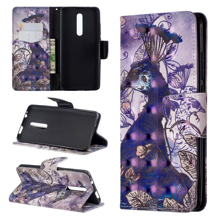 Pattern Printing Light Spot Decor Leather Wallet Case for Xiaomi Redmi K20 / Mi 9T / Redmi K20 Pro / Mi 9T Pro - Peacock-1