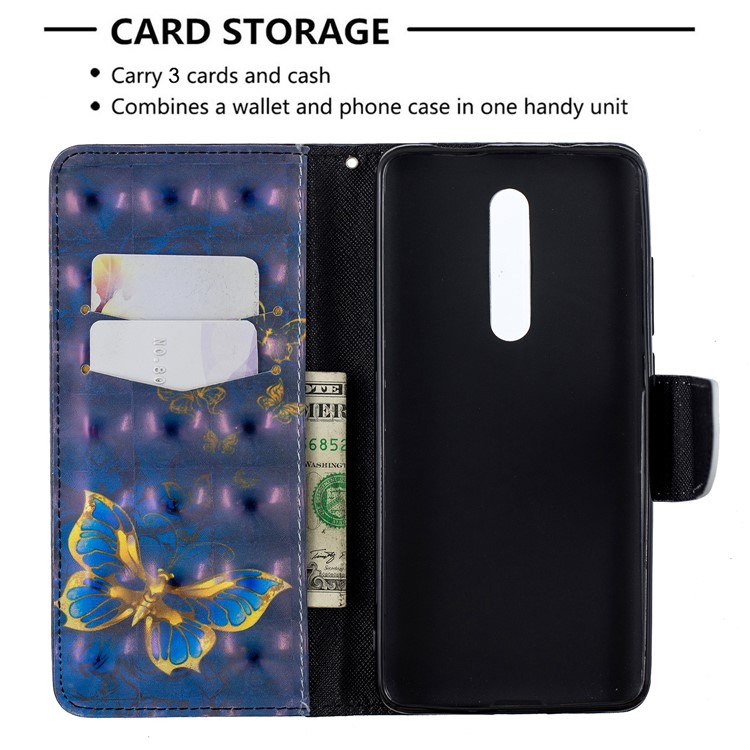 Pattern Printing Light Spot Decor Leather Wallet Case for Xiaomi Redmi K20 / Mi 9T / Redmi K20 Pro / Mi 9T Pro - Blue Butterfly-6