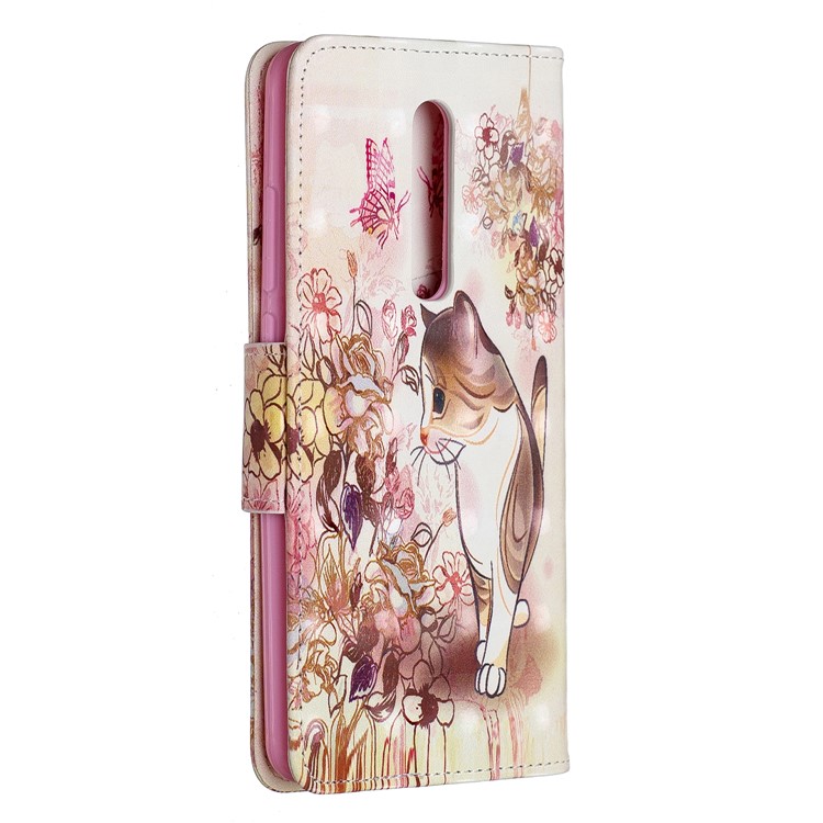 Pattern Printing Light Spot Decor Leather Wallet Case for Xiaomi Redmi K20 / Mi 9T / Redmi K20 Pro / Mi 9T Pro - Cat and Flowers-3