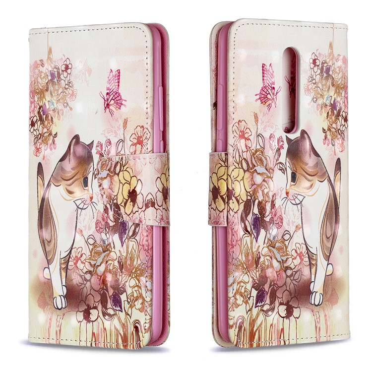 Pattern Printing Light Spot Decor Leather Wallet Case for Xiaomi Redmi K20 / Mi 9T / Redmi K20 Pro / Mi 9T Pro - Cat and Flowers-4