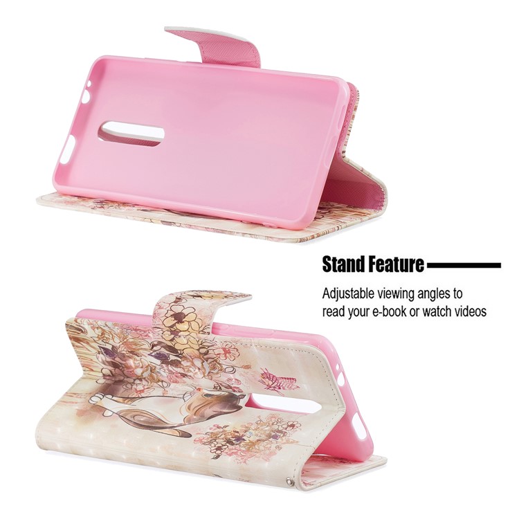 Pattern Printing Light Spot Decor Leather Wallet Case for Xiaomi Redmi K20 / Mi 9T / Redmi K20 Pro / Mi 9T Pro - Cat and Flowers-5